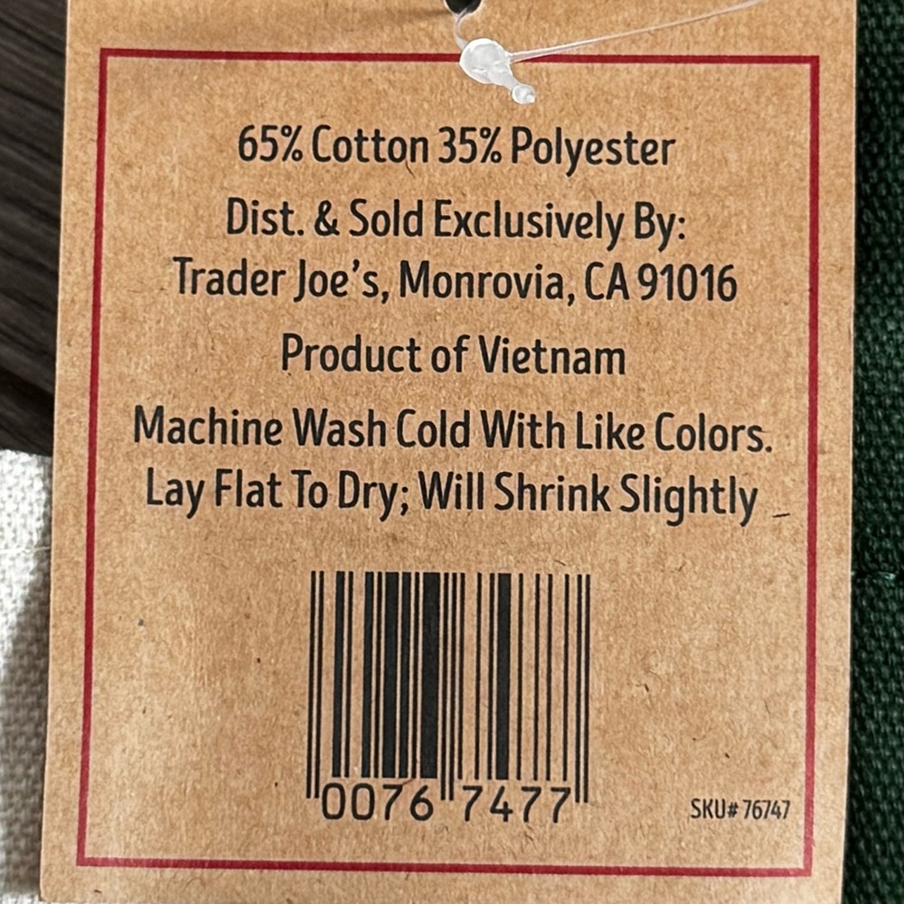 NWT Trader Joe’s Mini Canvas Tote Bag Brand New Dark Green w Red Logo - Picture 8 of 8